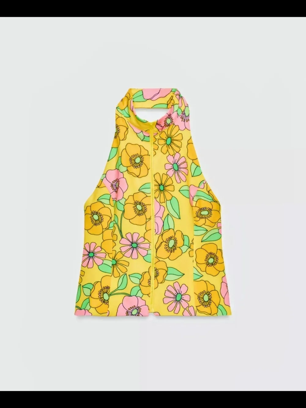 Zara Yellow Floral Halter Top And Capri Pants Set. Brand New With Tag